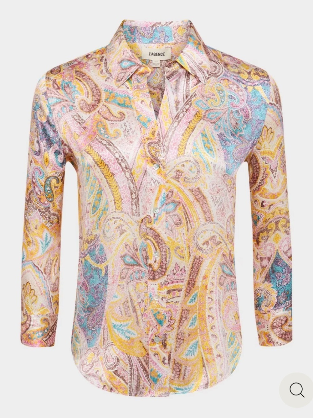 NWT, L'AGENCE Dani size S, Pastel Paisley Silk Button-Down Blouse, MSRP $345.00 - Picture 3 of 13
